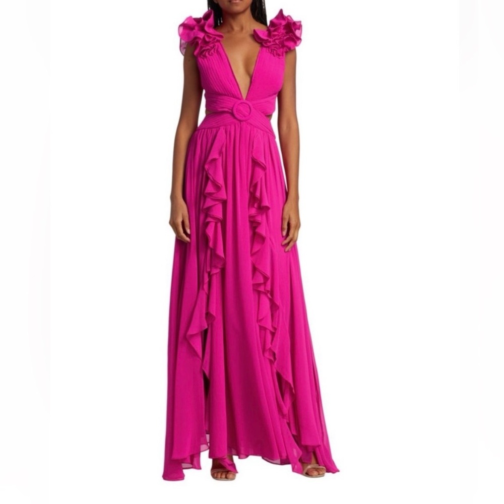 PatBO Prussian Green Tie-Back Ruffle Sleeve Maxi Dress - Picture 3 of 6